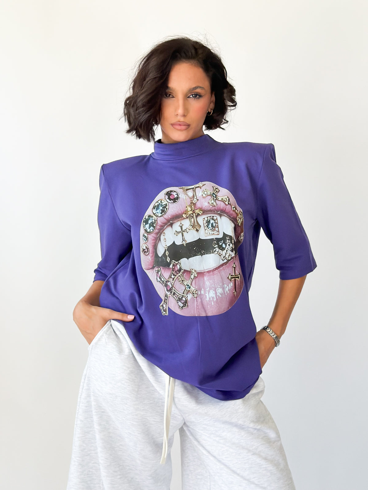 Shirt LIPS viola
